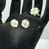 **COLLECTION PIECE**Vintage Zuni Inlay Flower Jewelry Set  Sterling Silver · Mother of Pearl & Turquoise · c. 1970s
