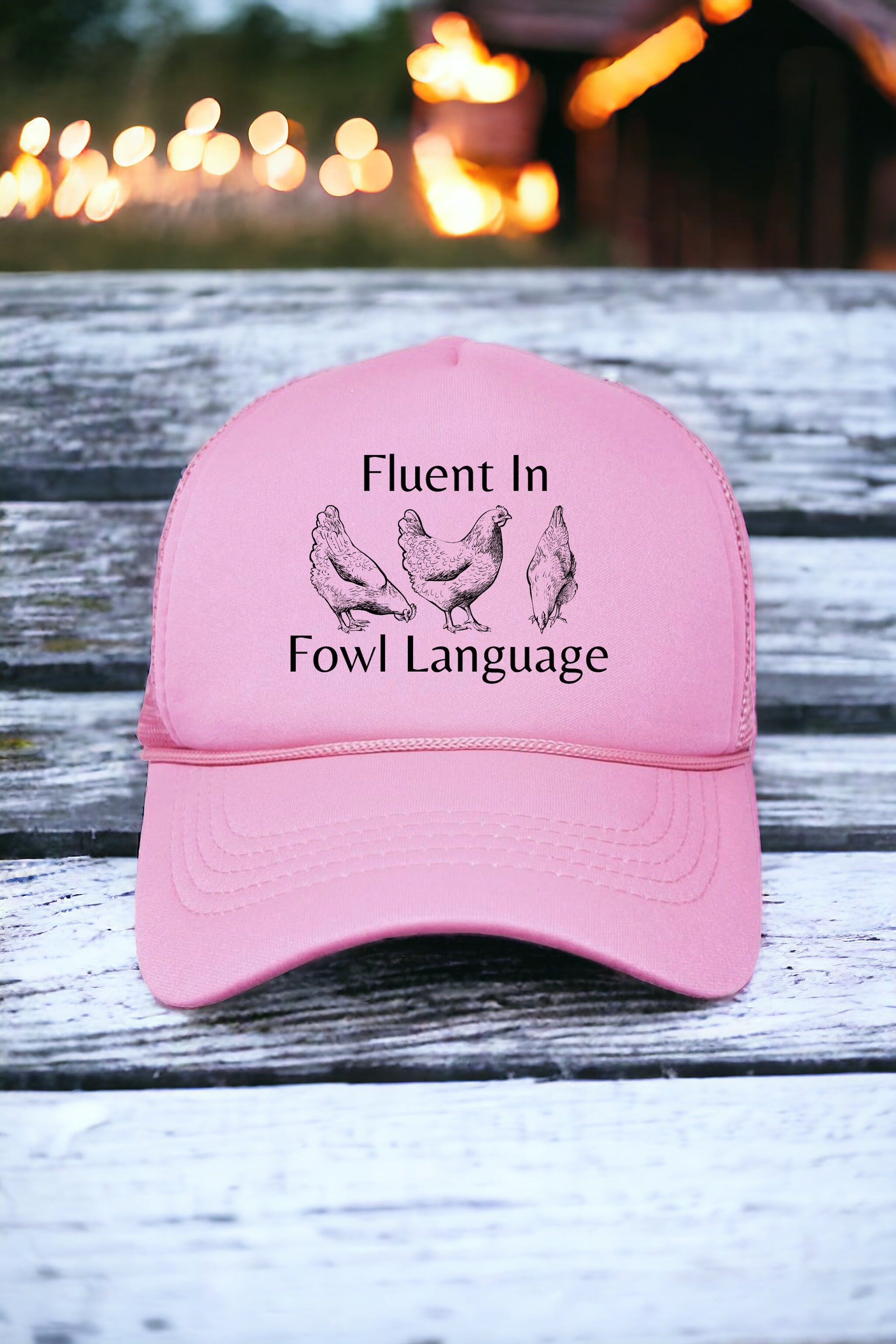 Fowl Language Trucker-Light or Dark Pink