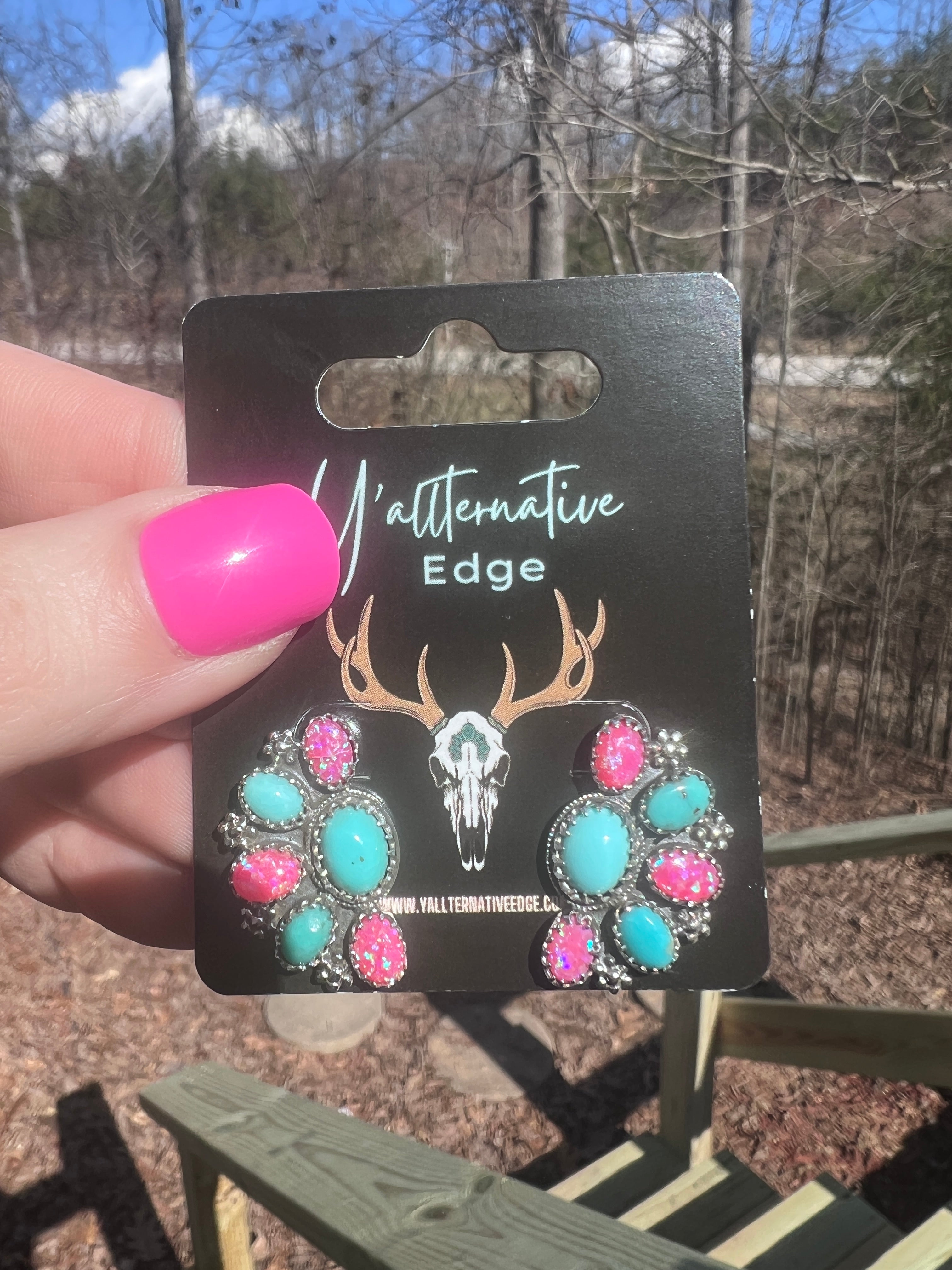 Kingman & Hot Pink Fire Opal Half Clusters