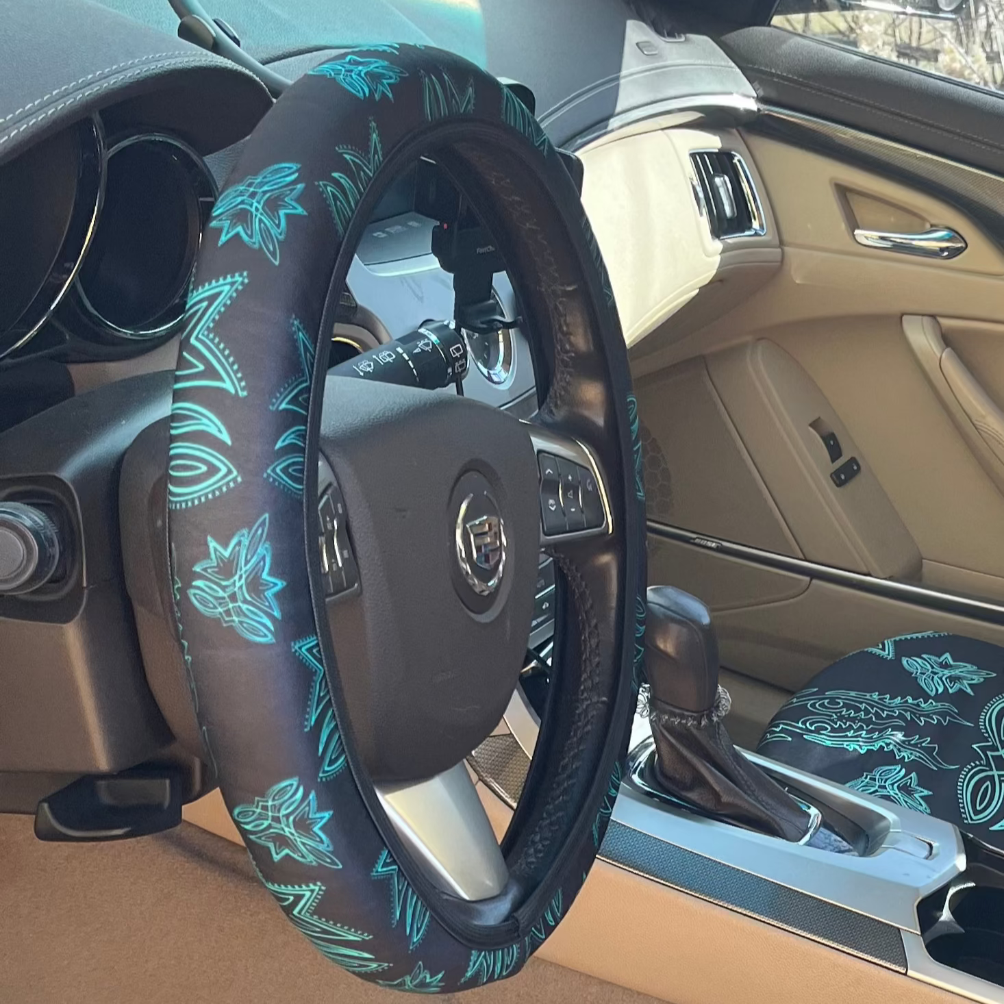 Turquoise Boot Stitch Wheel Cover