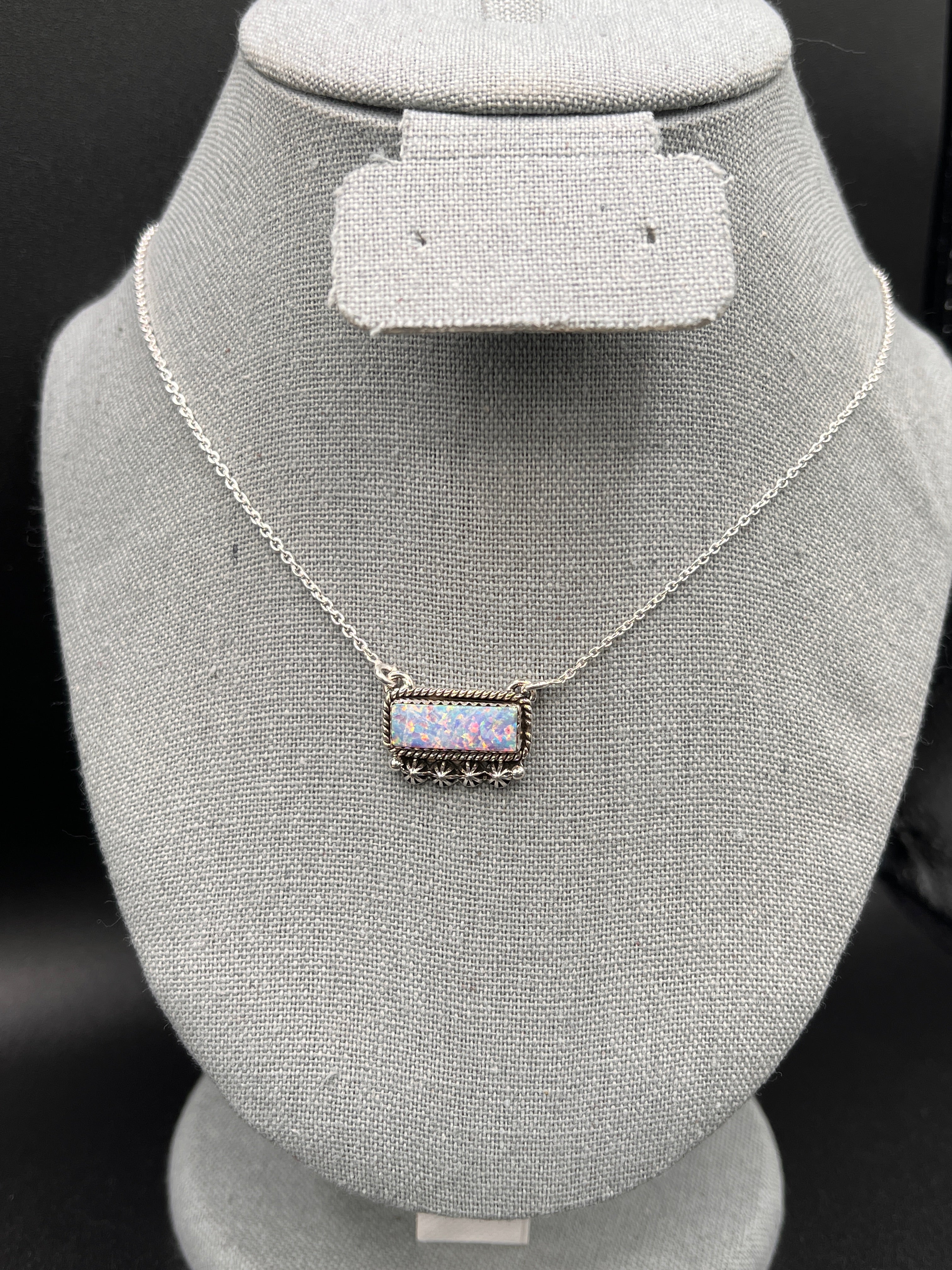 Square Dance Sterling Silver Bar Necklace-Choice of Stone