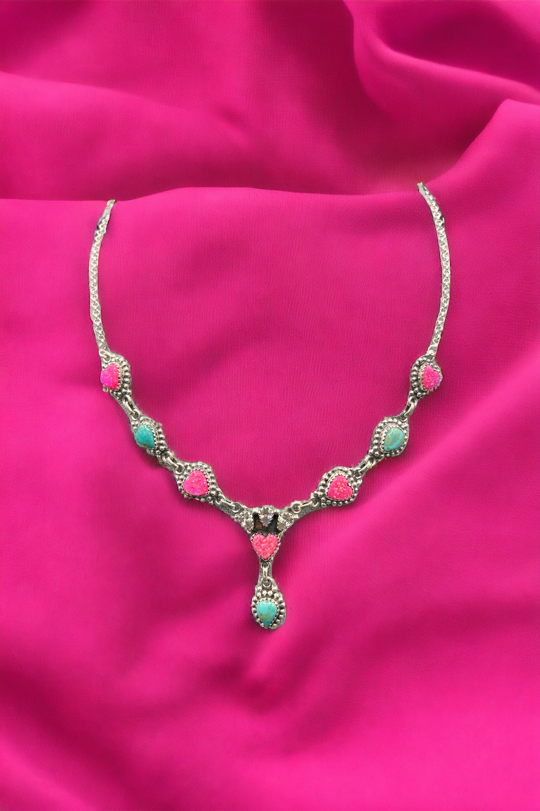 The Ethereal Elegance Sterling Silver Necklace-Cotton Candy Love