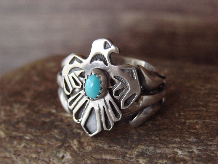 Navajo Handmade Kingman Turquoise Ring - Geneveive Francisco