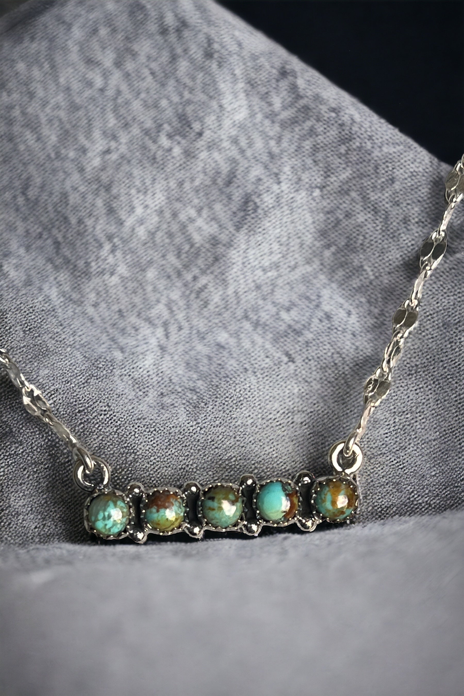 Radiant Quintessence Sterling Silver & Round Stone Mohave Turquoise Necklace