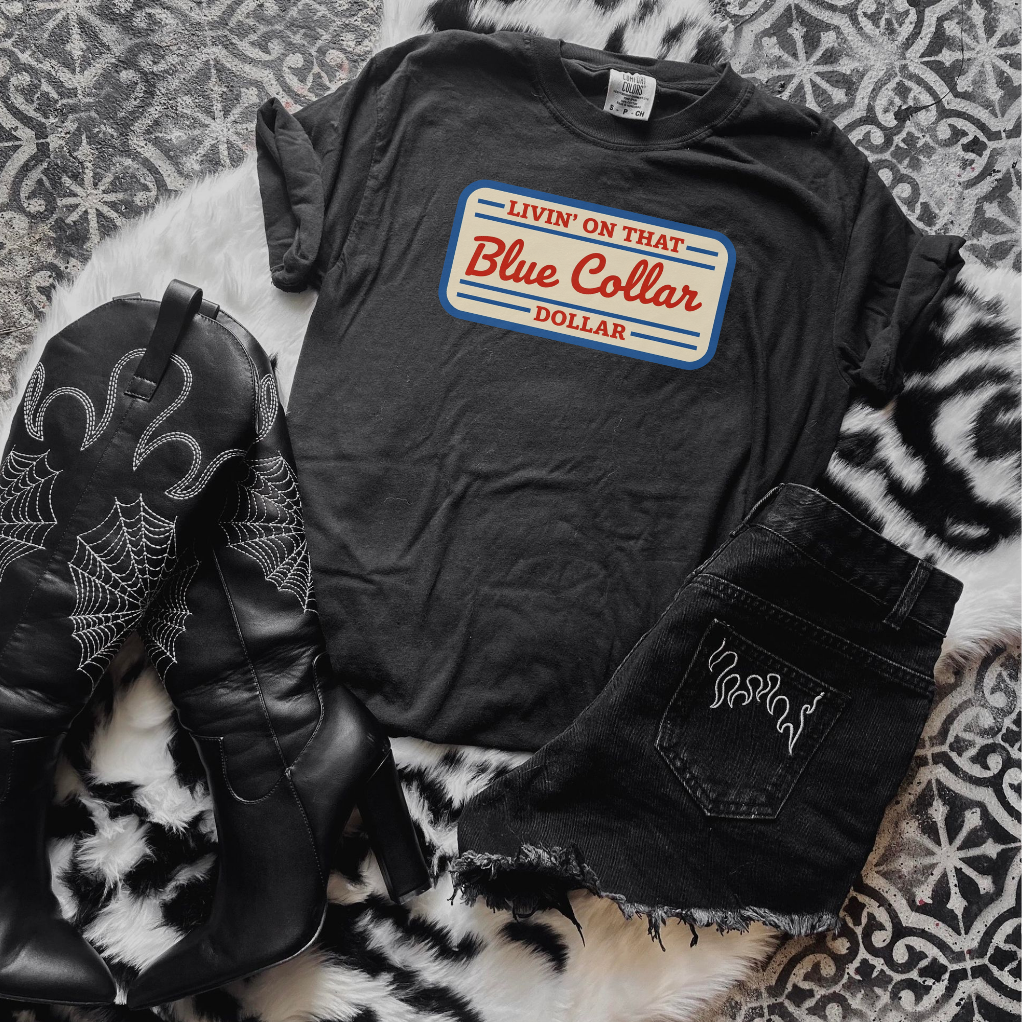 Blue Collar Dollar Tee- Black or Camo