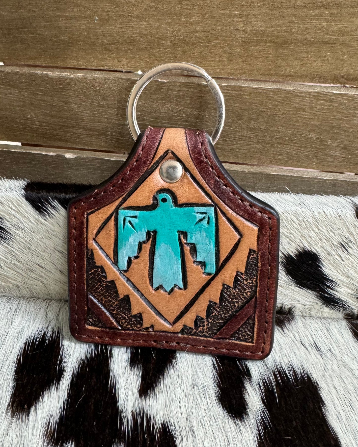 Thunderbird Tooled Keychain