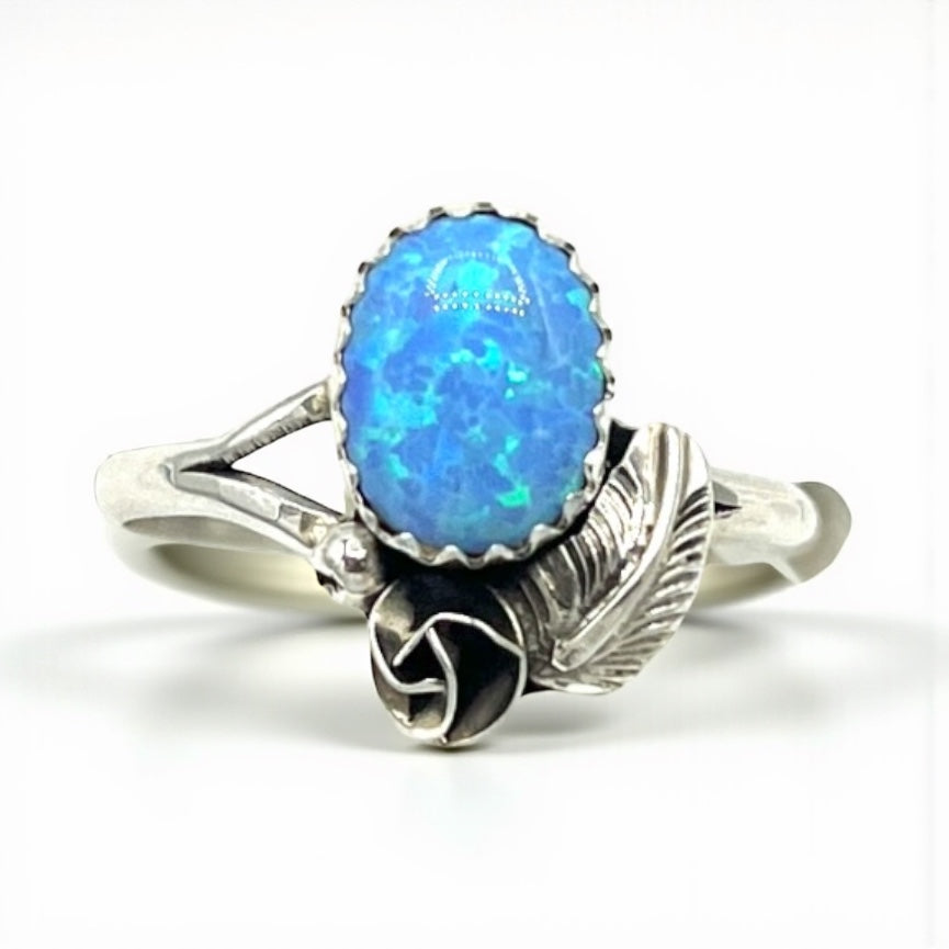 Light Blue Fire Opal Ring