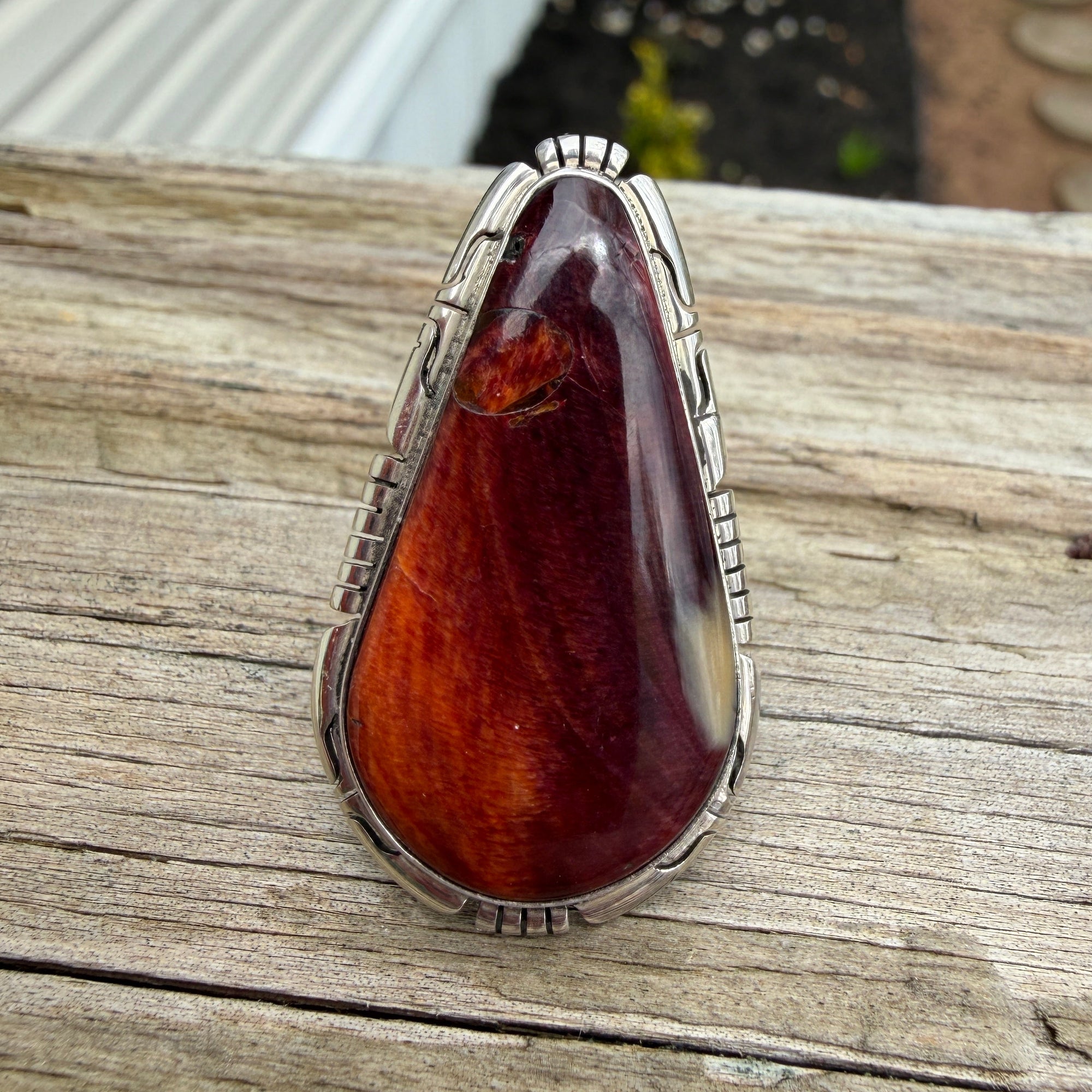 Red Spiny Statement Ring- 5.75 Dave Skeets