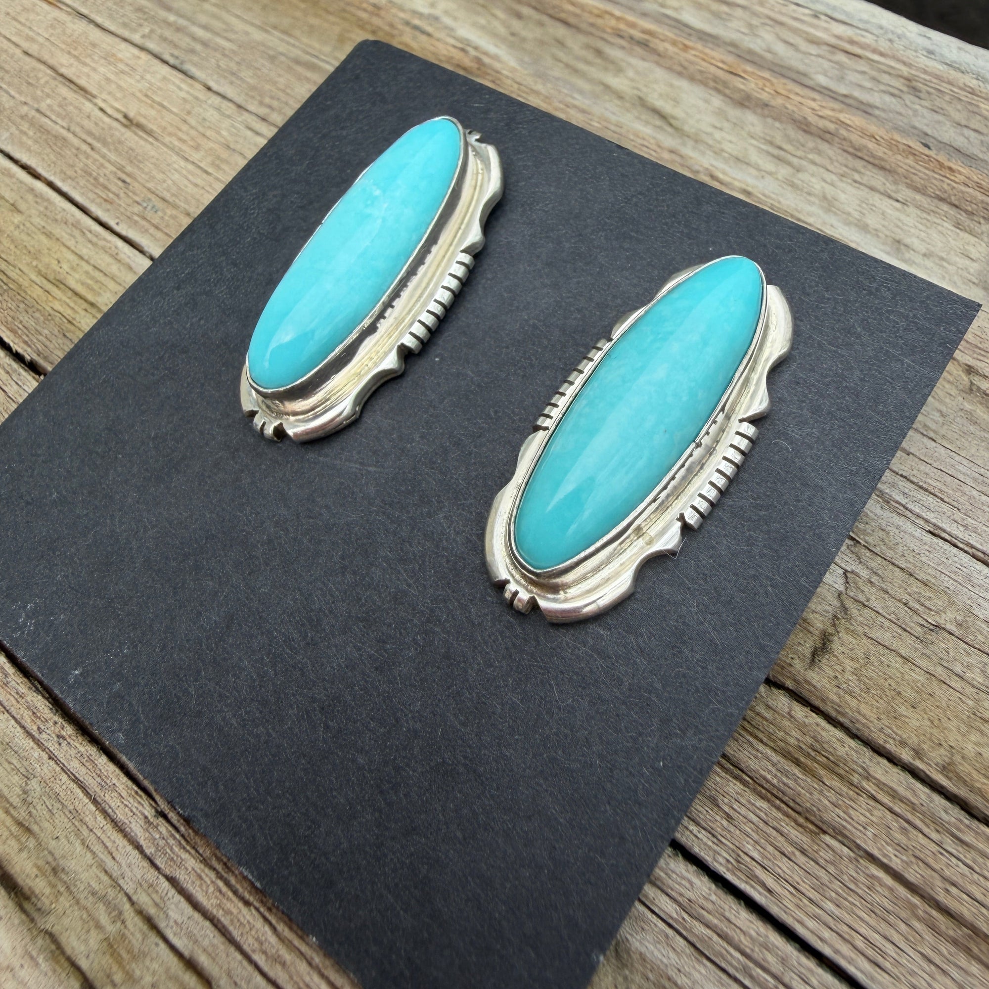 Kingman turquoise Earrings - Eddie Secatero
