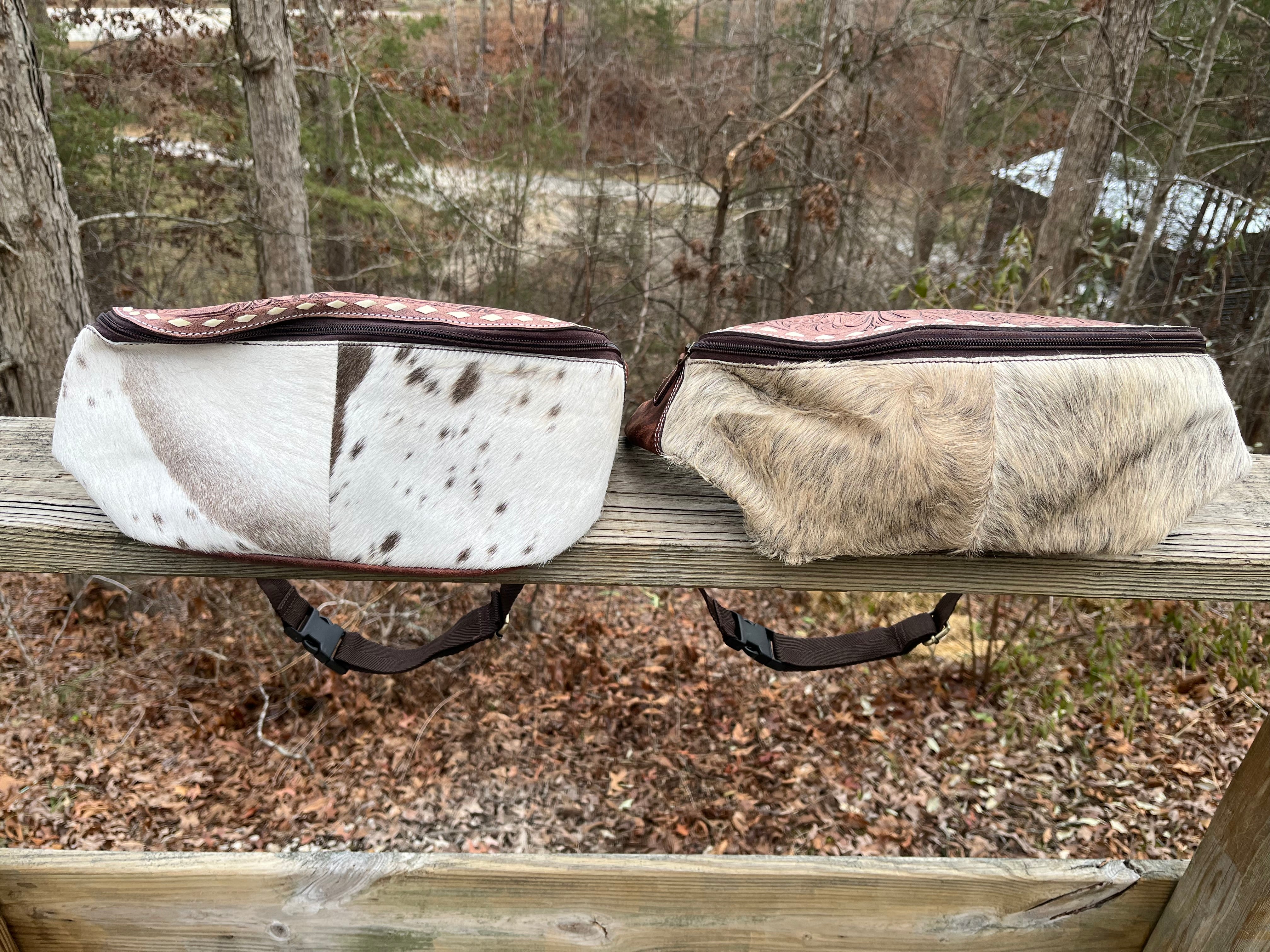 Tooled Top Hair on Hide Chest Bag (pick your own hide)