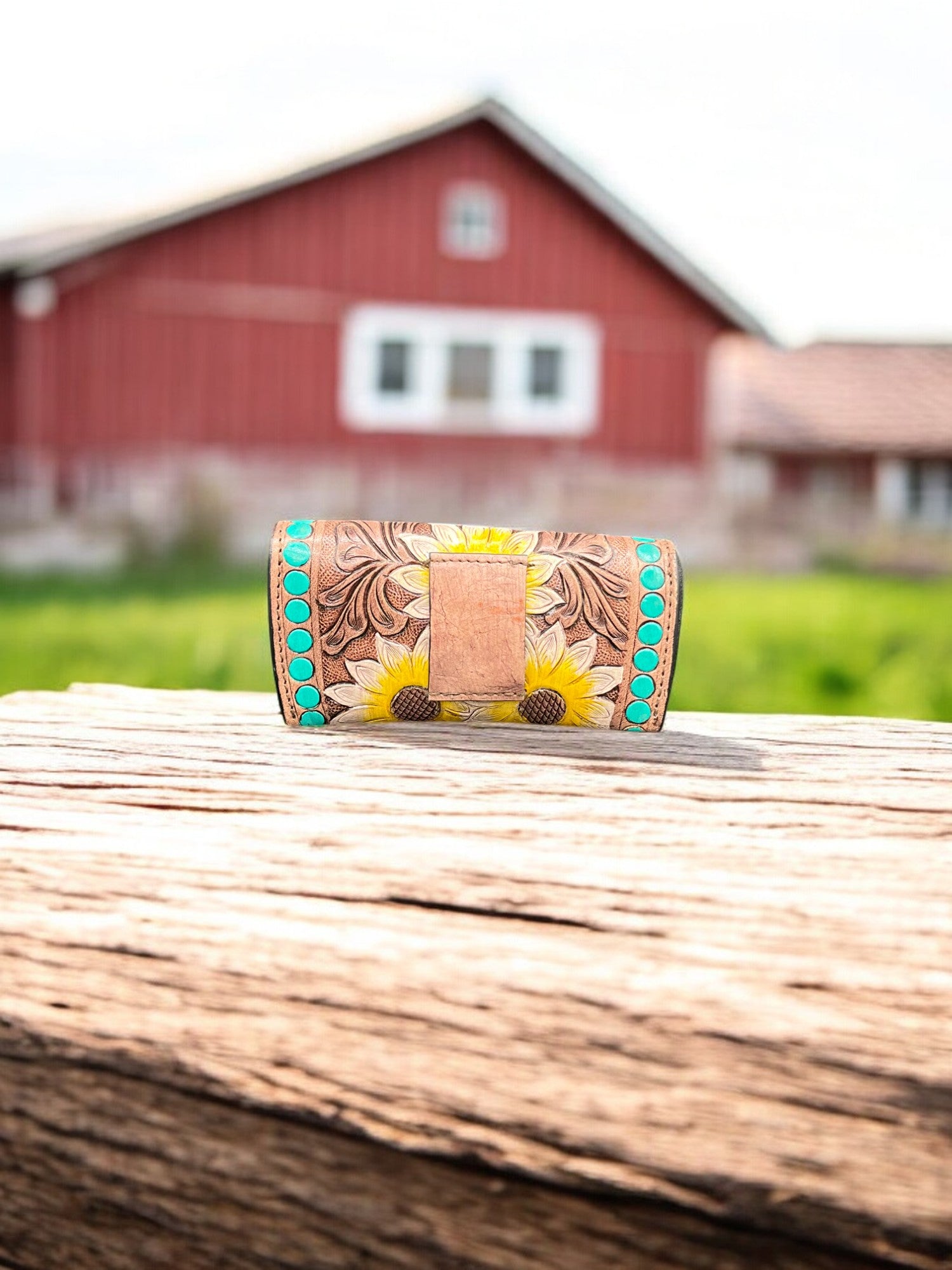 Sunflowers & Turquoise Glasses Case