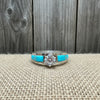 Wilber Muskett Navajo Sterling Silver Turquoise Inlay Engagement Ring | Size 8.5