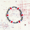 Freedom Pearls- The Brave-Lapis, Howlite, & Coral 6.5" Stretch Bracelet