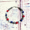 Freedom Pearls- The Free-Coral, White Onyx & Lapis Clasp Bracelet