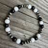 White & Black Onyx 5 3/4" Stretch Bracelet