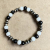 White & Black Onyx 5 3/4" Stretch Bracelet