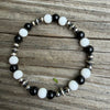White & Black Onyx 5 3/4" Stretch Bracelet