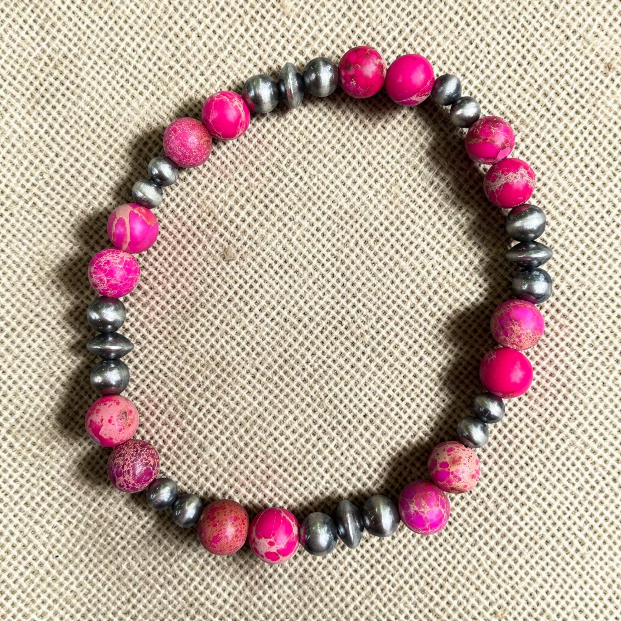 Pink Sea Sediment 6 1/4" Stretch Bracelet
