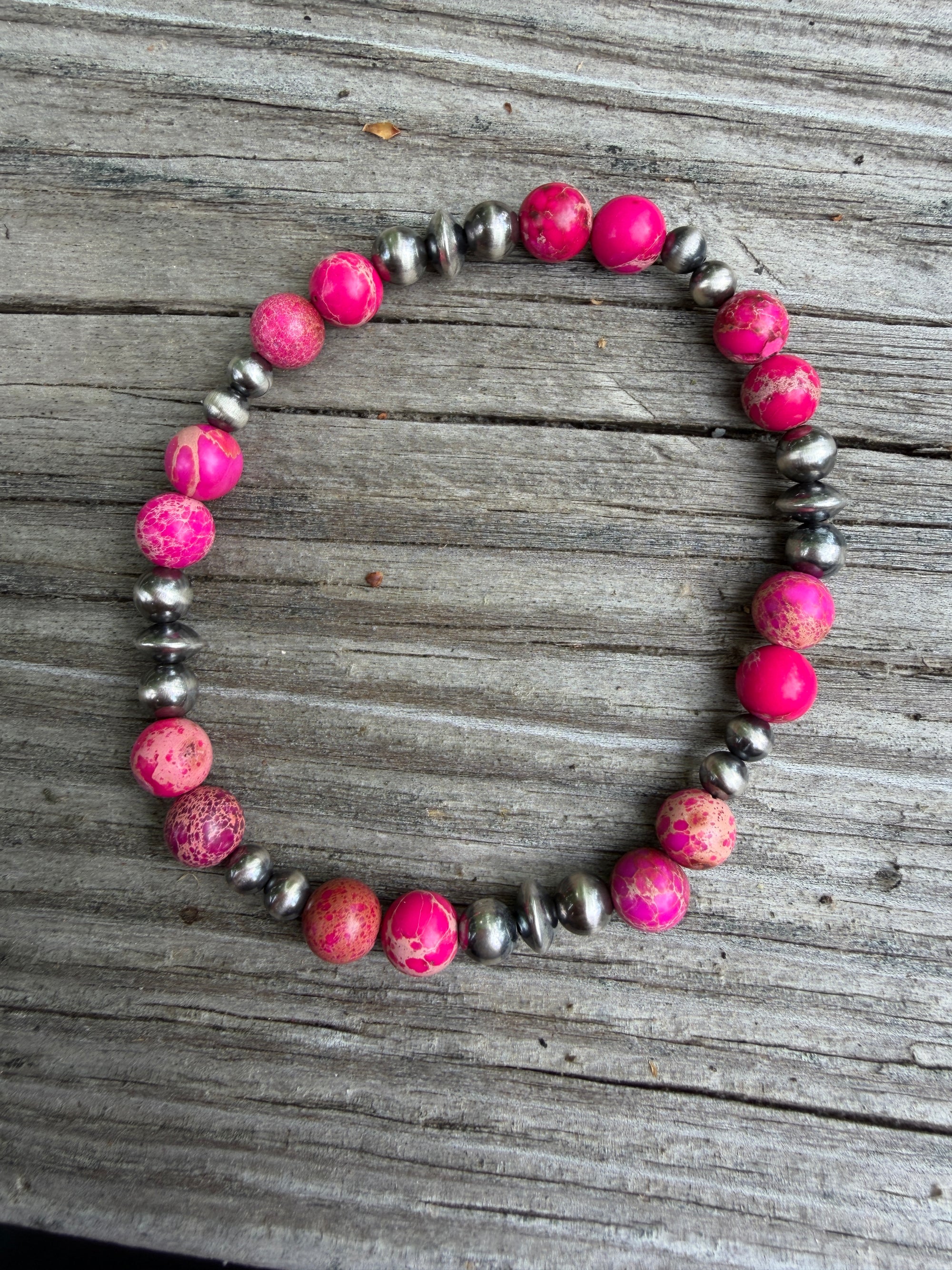 Pink Sea Sediment 6 1/4" Stretch Bracelet