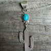Navajo Handmade Kingman Turquoise Cactus Pendant - Sharon McCarthy