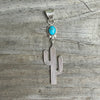 Navajo Handmade Kingman Turquoise Cactus Pendant - Sharon McCarthy