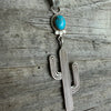 Navajo Handmade Kingman Turquoise Cactus Pendant - Sharon McCarthy