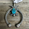 Navajo Handmade Kingman Turquoise Naja Pendant - Kevin Billah