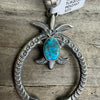 Navajo Handmade Kingman Turquoise Naja Pendant - Kevin Billah