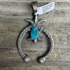 Navajo Handmade Kingman Turquoise Naja Pendant - Kevin Billah