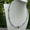 Sterling Desert Pearl & Onyx Necklace-18"