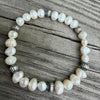 Freshwater Pearl Stretch Bracelet with 6mm Sterling Pumpkin Beads 6.25"