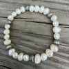 Freshwater Pearl Stretch Bracelet with 6mm Sterling Pumpkin Beads 6.25"