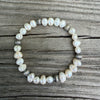 Freshwater Pearl Stretch Bracelet with 6mm Sterling Pumpkin Beads 6.25"