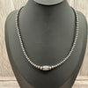 4/5/6mm Sterling Desert Pearl &XL Barrel Bead Necklace-18"