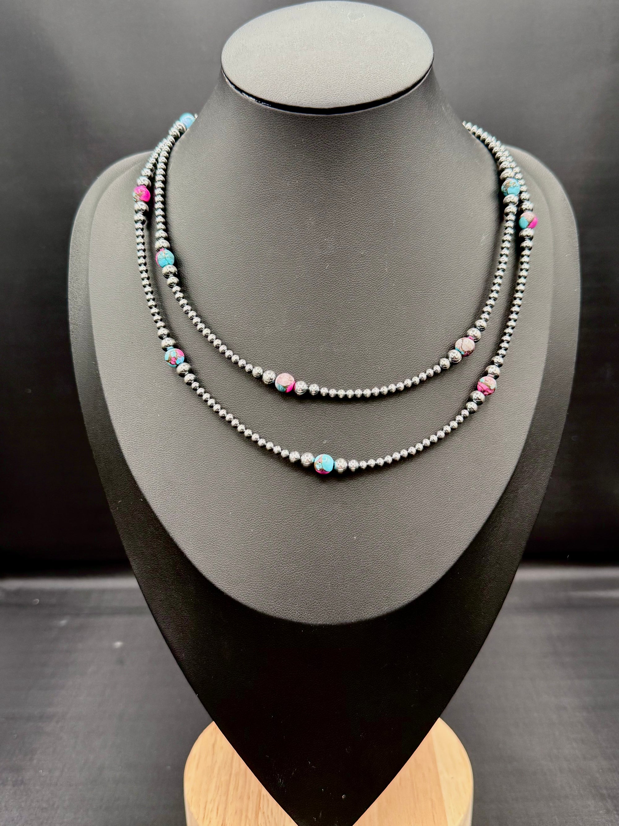 3/4/5/6mm Sterling Desert Pearl & Cotton Candy Necklace