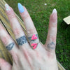 Zuni Hot Pink Fire Opal Heart Wrap Ring