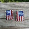 BEADED AMERICAN FLAG EARRINGS by HARRY LOWE JR – NAVAJO