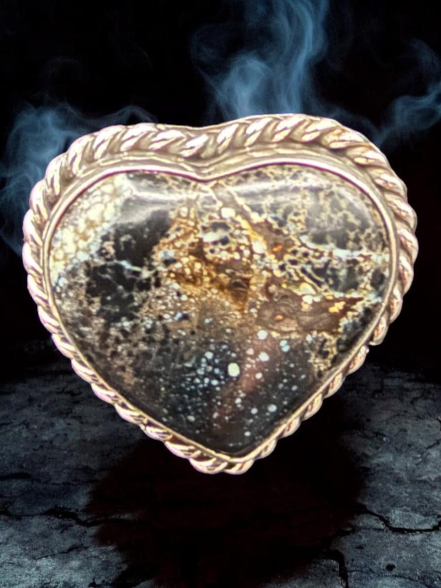 The Valentine's Day Collection- CHOICE OF TWO- Sterling Silver New Lander Turquoise Heart Ring — by Robin Tsosie (Navajo)