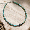 African Turquoise Heishi & Sterling Silver Pearl Necklace