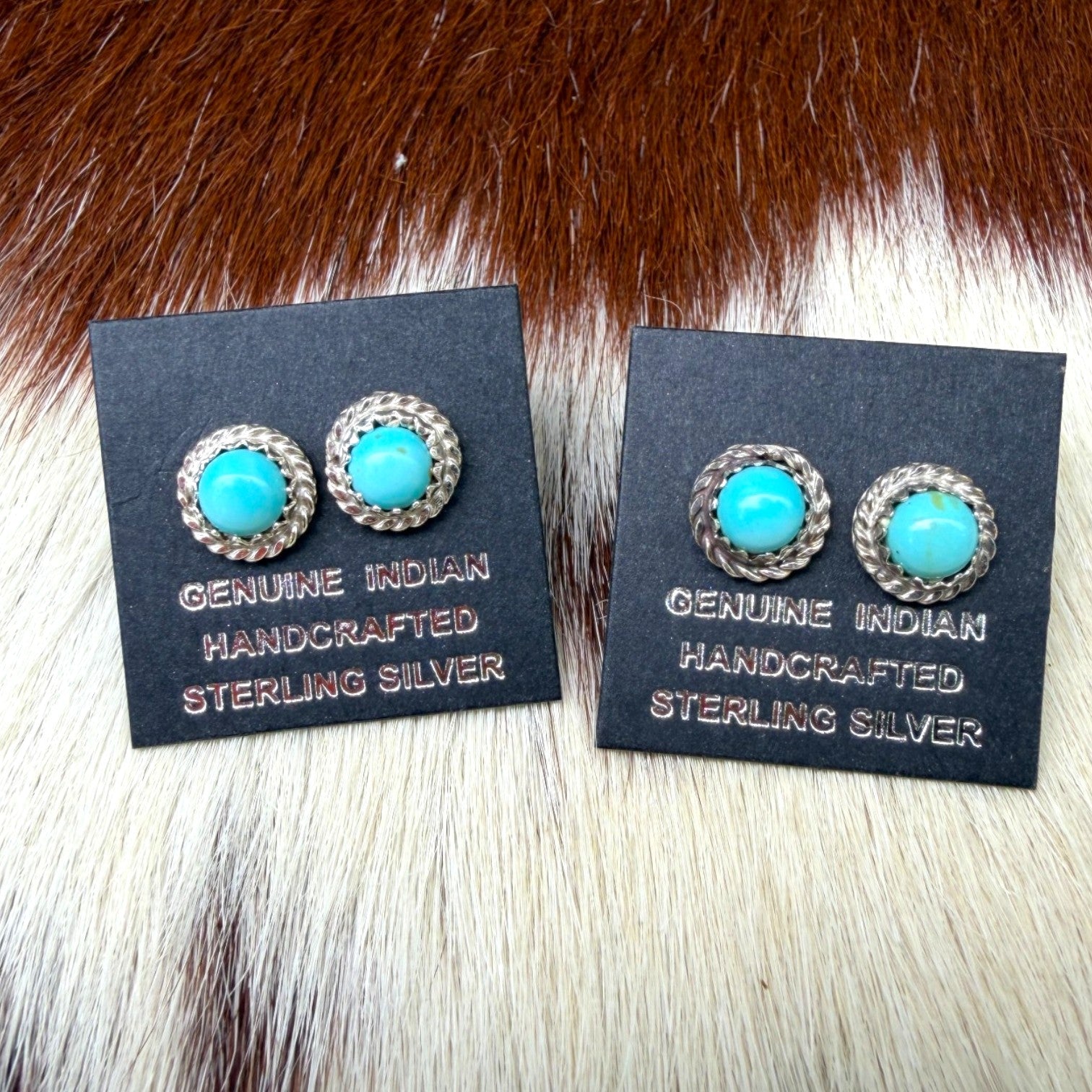 Navajo Handmade Kingman Turquoise Earrings - Esther White