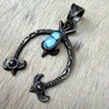 Navajo Handmade Golden Hills Turquoise Naja Pendant - Kevin Billah