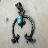Navajo Handmade Golden Hills Turquoise Naja Pendant - Kevin Billah