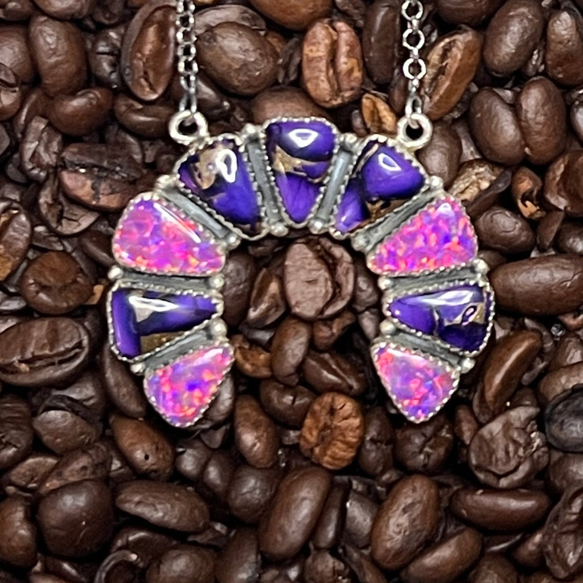 Grape Dahlia and Purple Fire Opal XL Naja Necklace