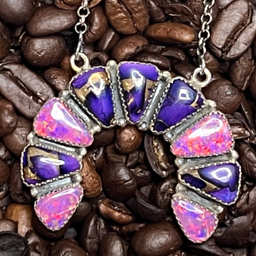 Grape Dahlia and Purple Fire Opal XL Naja Necklace