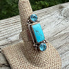 Turquoise & Topaz Statement Ring- 7.5 Running Bear