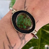 Vintage Native Dark Green Webbed Sterling & Turquoise Cuff