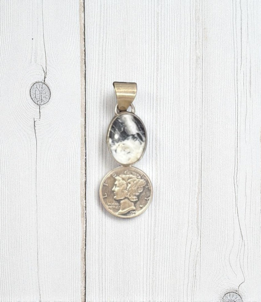Liberty Dime White Buffalo Pendant