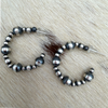 Hand Finished Sterling Pearl Post Hoops-3-8mm 24x66mm Native Hand Strung and Finished