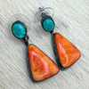 Vintage Kingman & Orange Spiny Dangle Earrings- Geneva Apachito