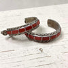 Coral Inlay Medium Hoops- Zuni